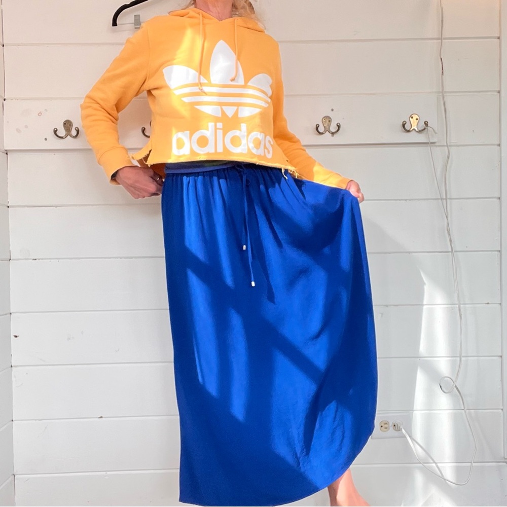 Zara Basics Vibrant Cobalt Elastic Waistband Maxi Skirt. Size S.